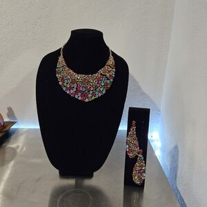 Multicolor Statement Necklace and Earring Set